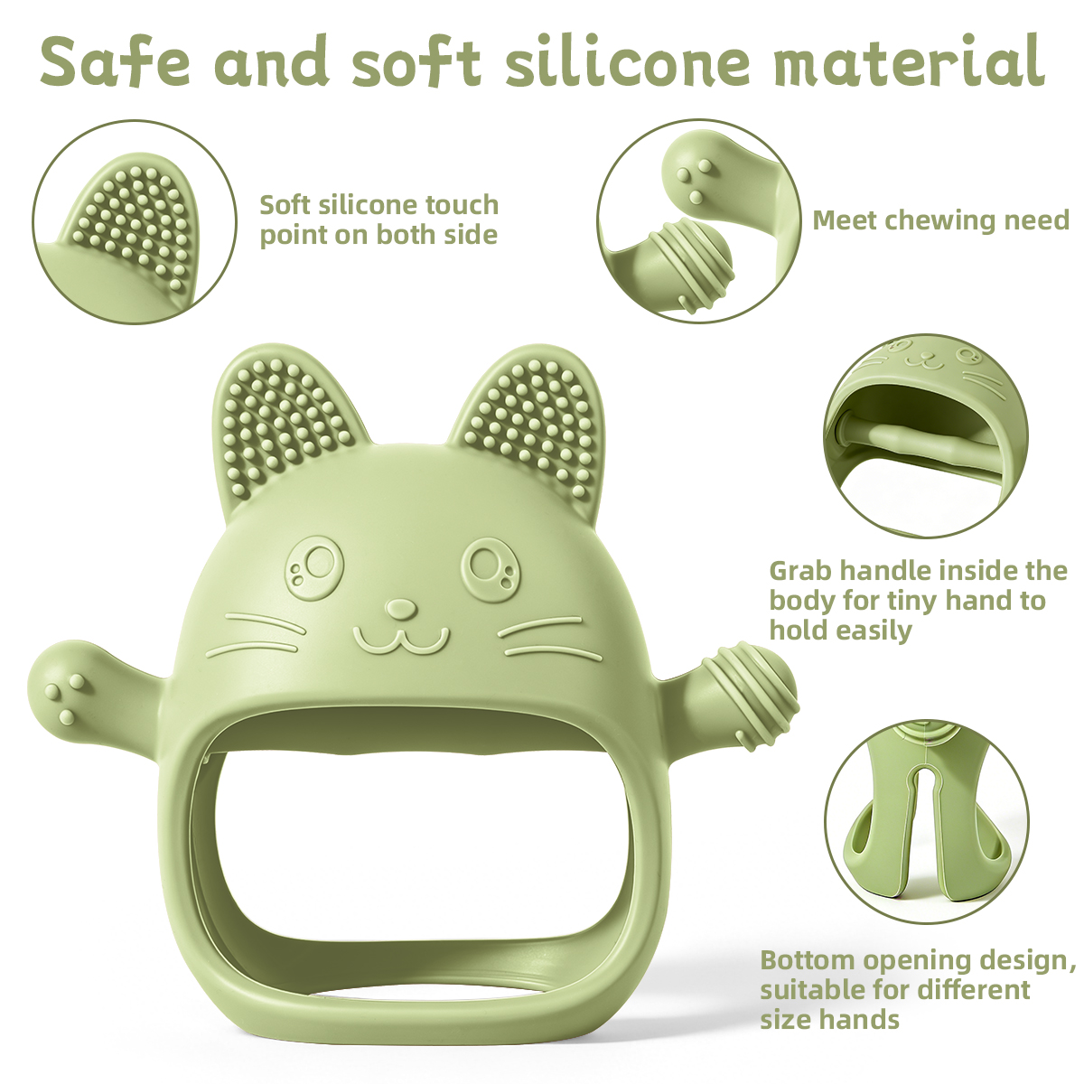 Teething Mitten Baby - قفازات عضاضة للأطفال من السيليكون مضادة